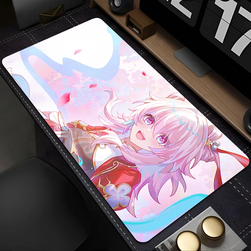 Mouse Pad Pink March 7th Kawaii Keyboard Pad Laptop Gaming Accessories Anime Girl Mousepad PC Honkai Star Rail Desktop Mouse Mat