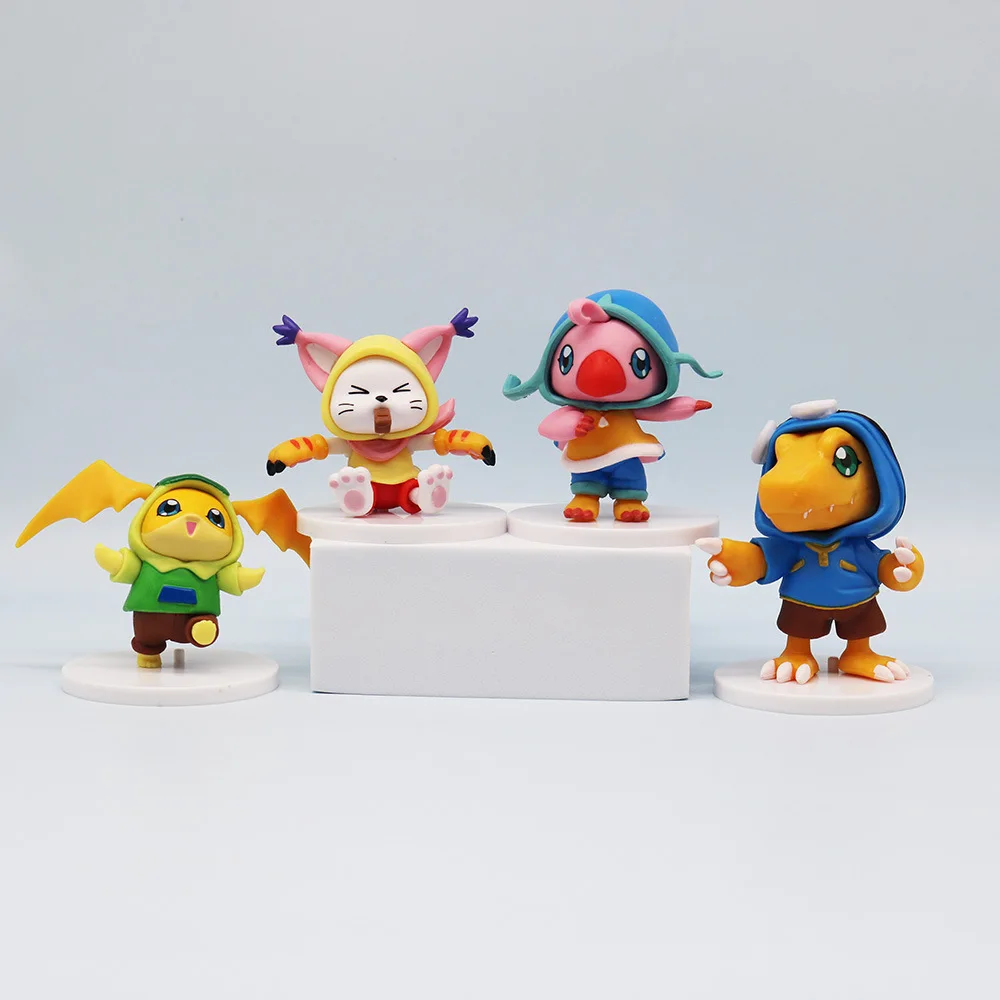 8 sztuk/paczka Digimon Adventure 6-8cm figurka Agumon Tailmon Gabumon Tentomon nosić ubrania Anime ozdoby lalki