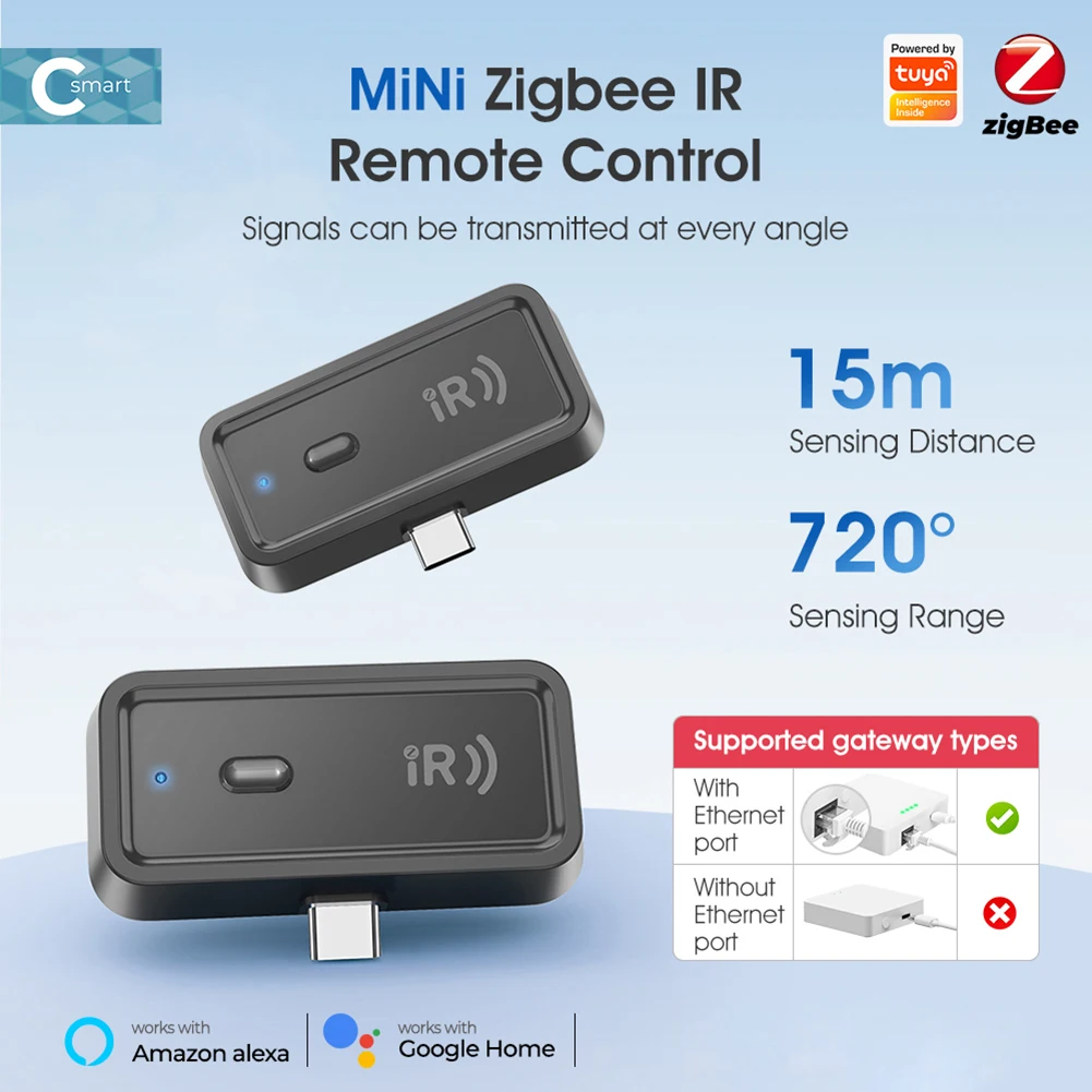 For Zigbee Infrared Universal Remote Controller Compatible with Alexa & Google Home Infrared Smart Control for Smart Home