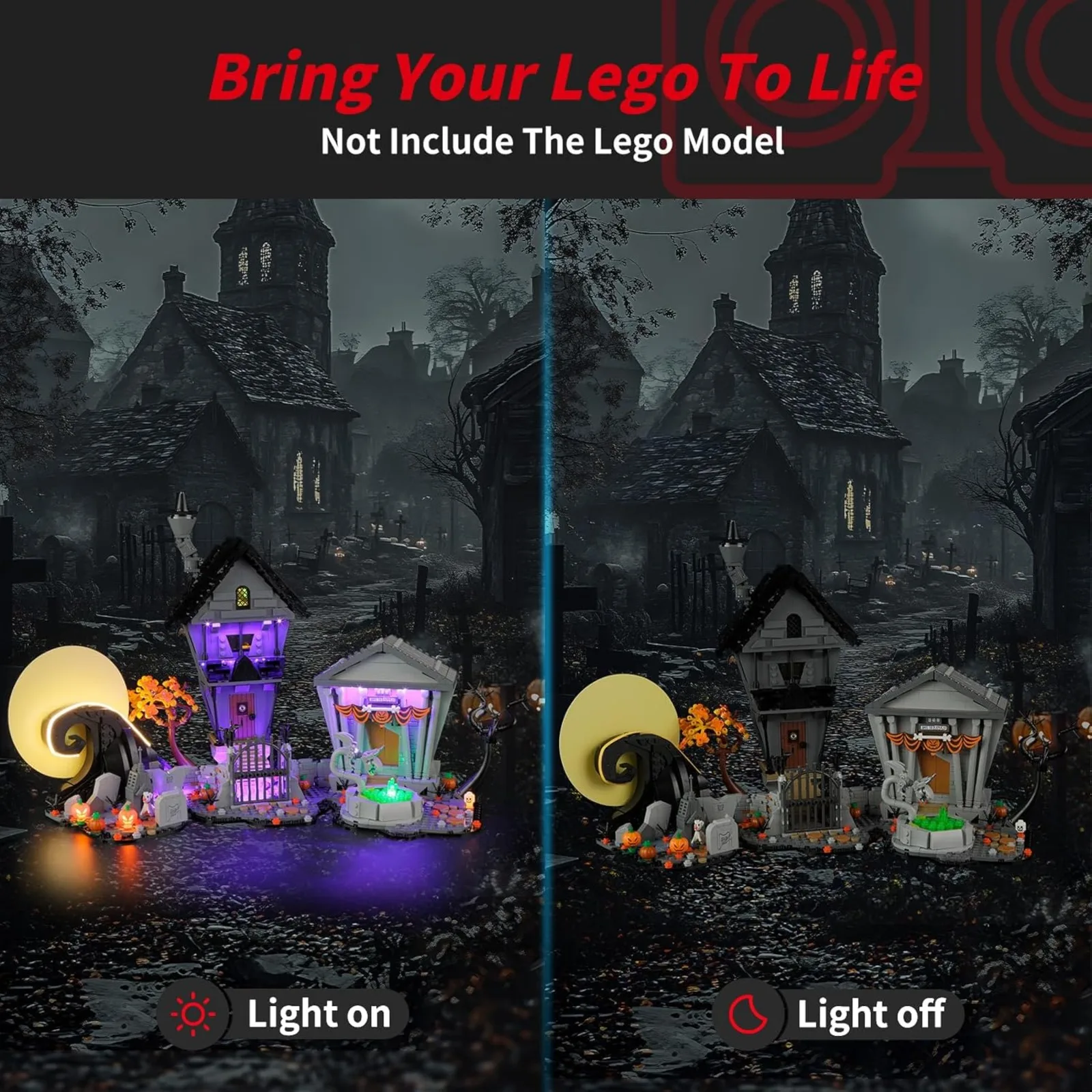 Light Kit for Tim Burton's The Nightmare Before Christmas - Innovative LED Lighting Compatible with Lego Ideas 21351