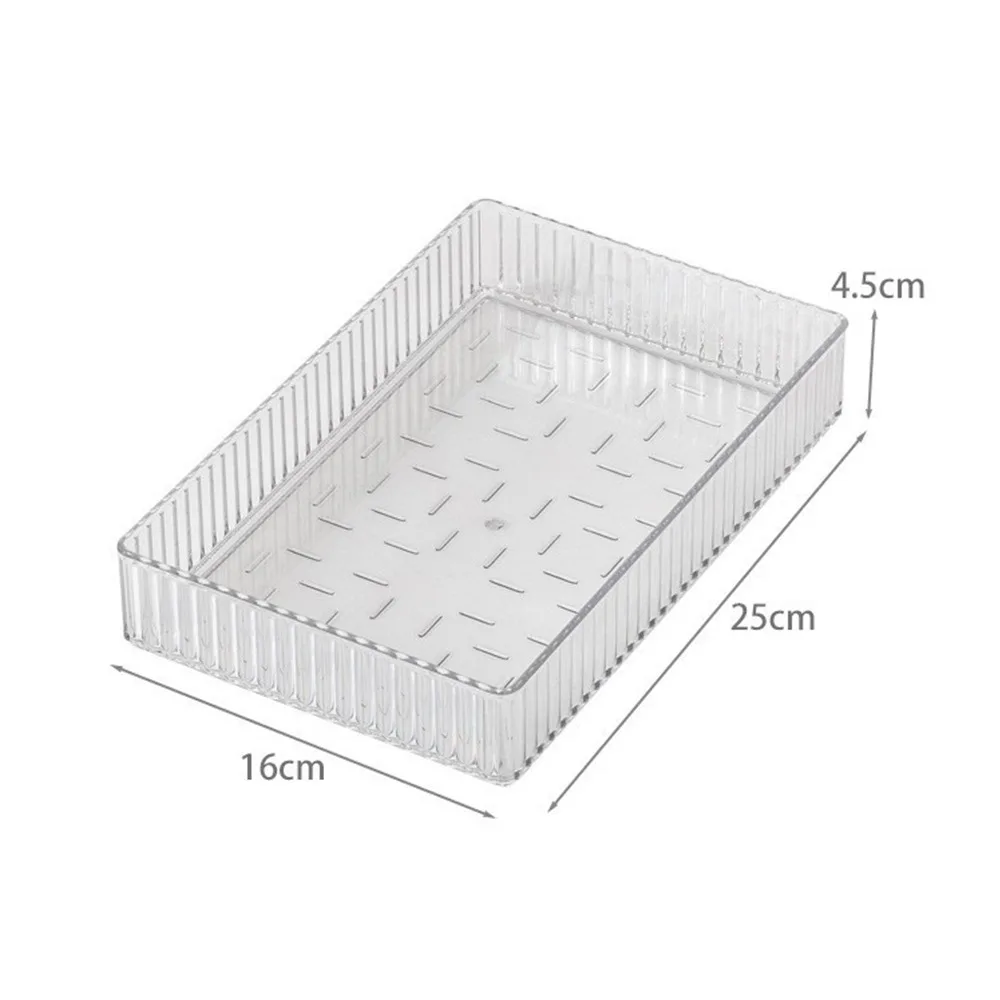 منظم أدراج مكتب S/M/L/XL حاوية قرطاسية بلاستيكية شفافة مستطيلة غير محدودة منظم مكياج مكتب منزلي