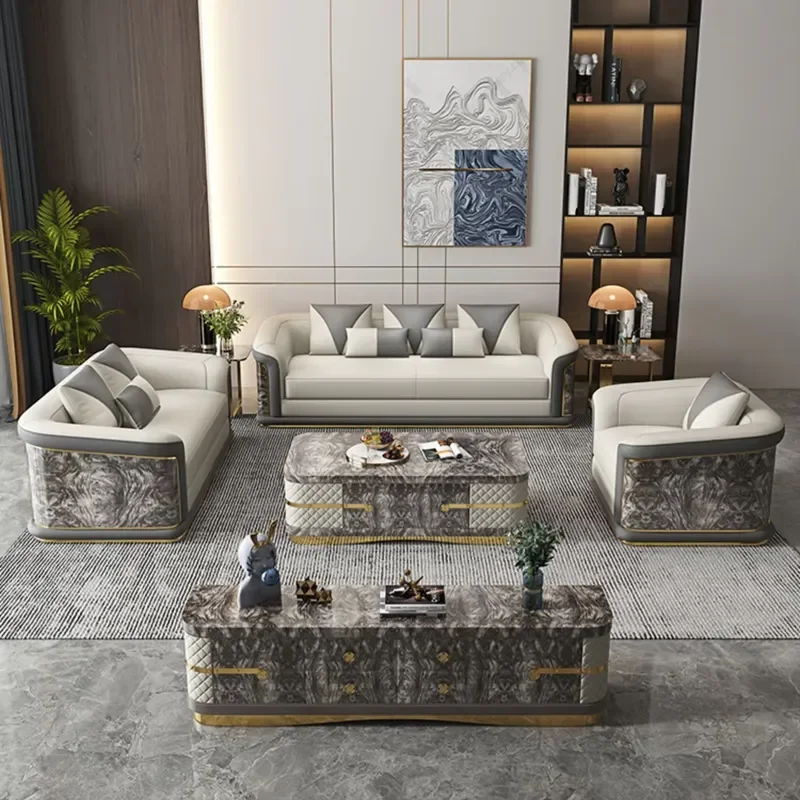 Gloss -painted Backrest Sectional Sofa Set Ideal for Villa Home Hotel, Apartment Mall Living Rooms
