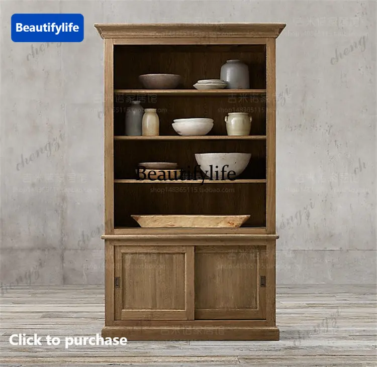 American solid wood wine cabinet combination bookcase multi-functional restaurant storage display custom furniture