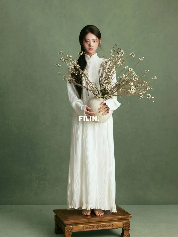 

Новинка 2026: Простой китайский стиль для портретной фотографии, одежда для фотостудии, индивидуальные фотосессии, этнический сценический костюм