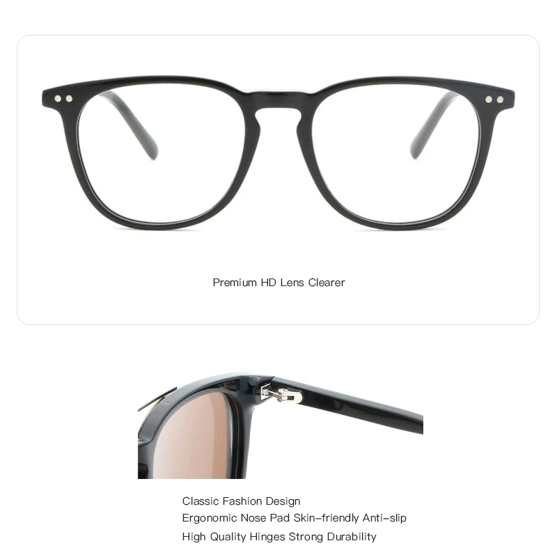 ZENOTTIC Unisex Prescription Clip On Glasses Square Acetate Frame Progressive Multifocal - Image 5