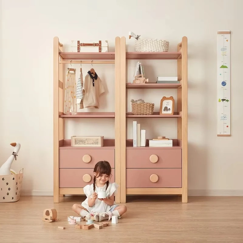 Modern Nordic Girls Wooden Timber Book Shelf Living Room Kids Multi-Functional Bookcase