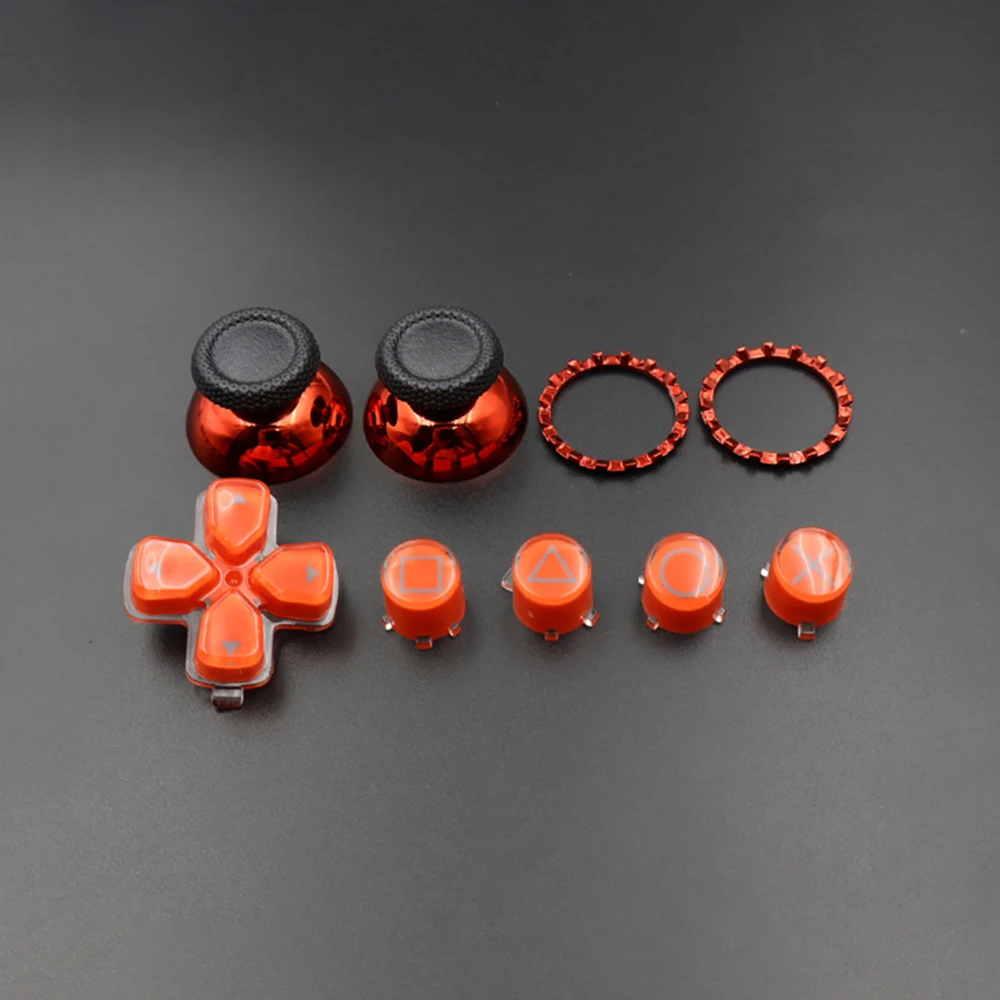 A B X Y Kreuz Kristall Knopf Pilz Kappe Thumbstick Joystick Abdeckung mit Akzent Ringe Chrom Metall Für PS5 V1 V2 V3 Controller – Detail 2