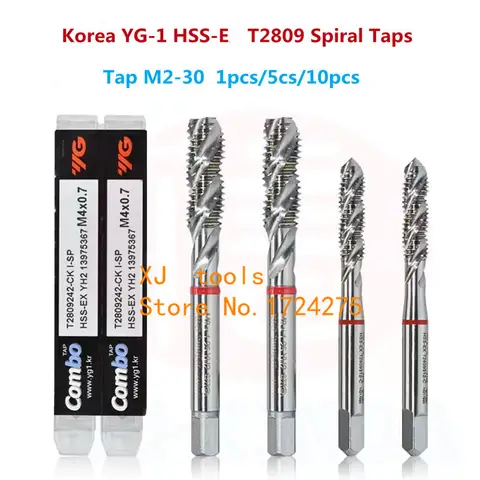 YG-1 T2809 콤보 HSS-EX 나선형 탭 M3 M4 M5 M6 M8 M10 M12 M16 M18 M20 M27 M30 주철 강철 스테인레스 AL 등을 가공