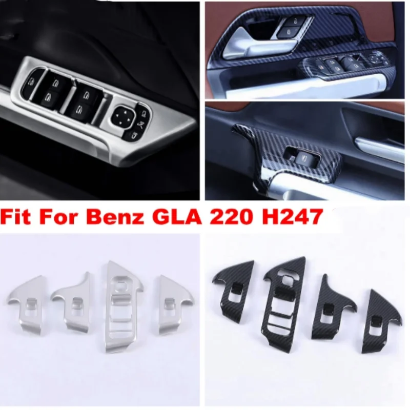 

Accessories For Mercedes-Benz GLA 220 H247 2020 Carbon Fiber Look / Matte Car Inner Armrest Window Lift Button Panel Cover Trim