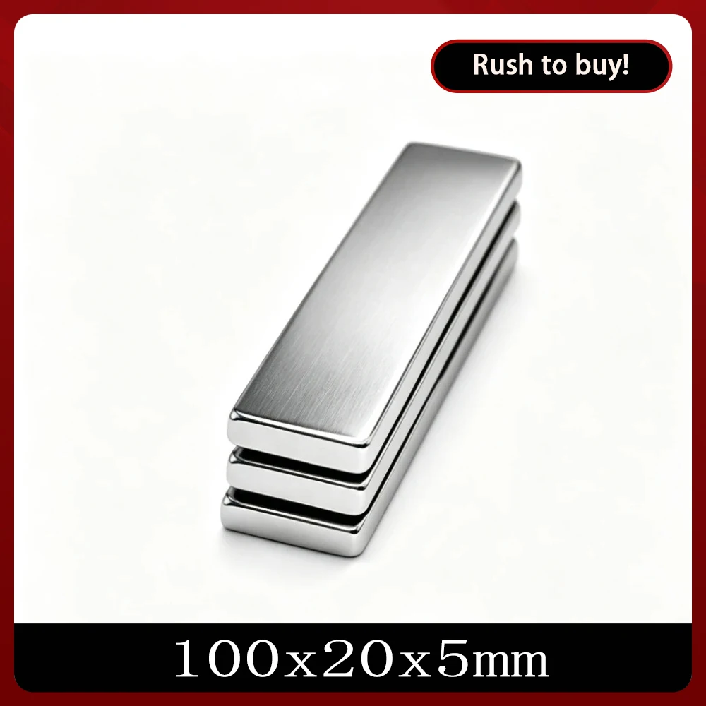 100x20x5 Rare Earth Magnets 100mmX20mm Strip Block Rectangular Magnets 100x20x5mm Permanent Neodymium Magnet 100*20*5 mm