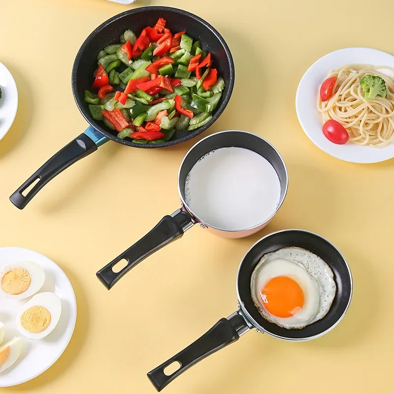 Mini Non Stick Fry Pan Milk Pot Round Griddle Mini Nonstick Frying Pan Aluminium Egg Pancake Frying Pan Saucepan 12cm