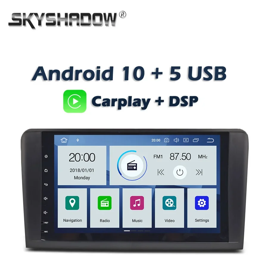 

DSP Car DVD Player PX6 IPS 9" Android 10 4GB+64GB Radio Bluetooth 4.2 For Mercedes Benz W164 ML300 ML350 ML450 ML500 ML550 X164