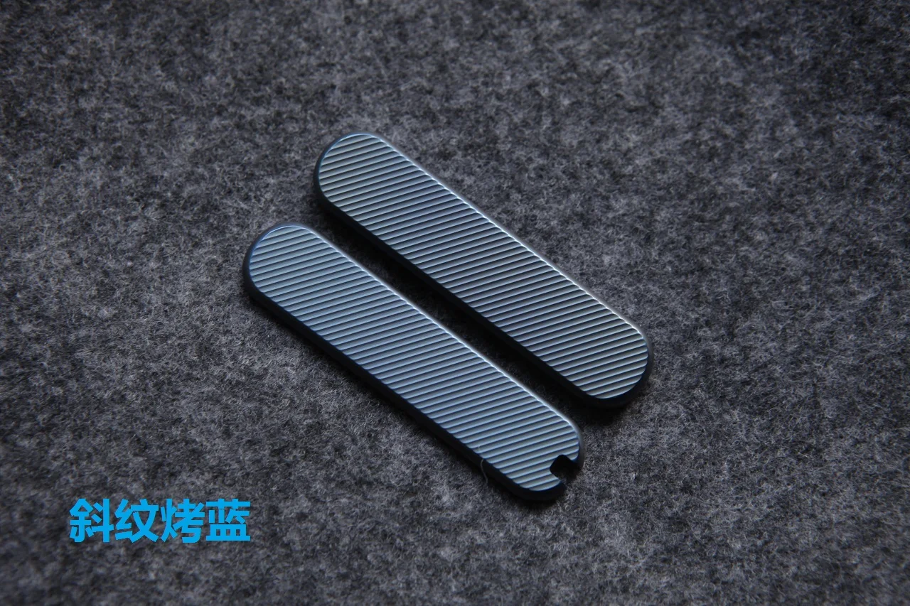 

1 Pair Custom Made Titanium Alloy Bluring Blue Scales with Pen Slot for 58mm Swiss Army Knife