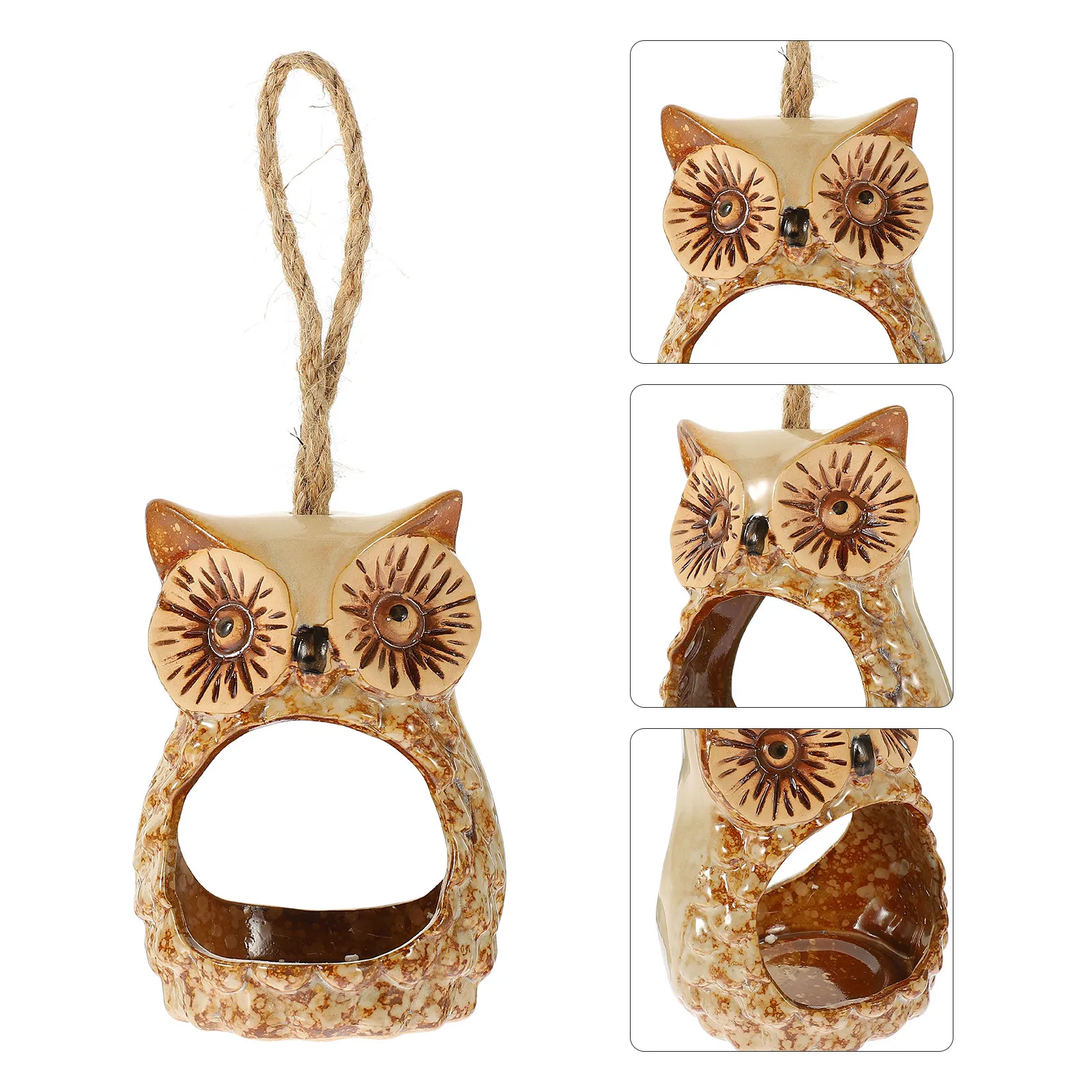 

Owl Design Hanging Flowerpot Premium Ceramic Small Plant Pot Wall-Mounted Hydroponic Decorative Flower Planter for Home Garden