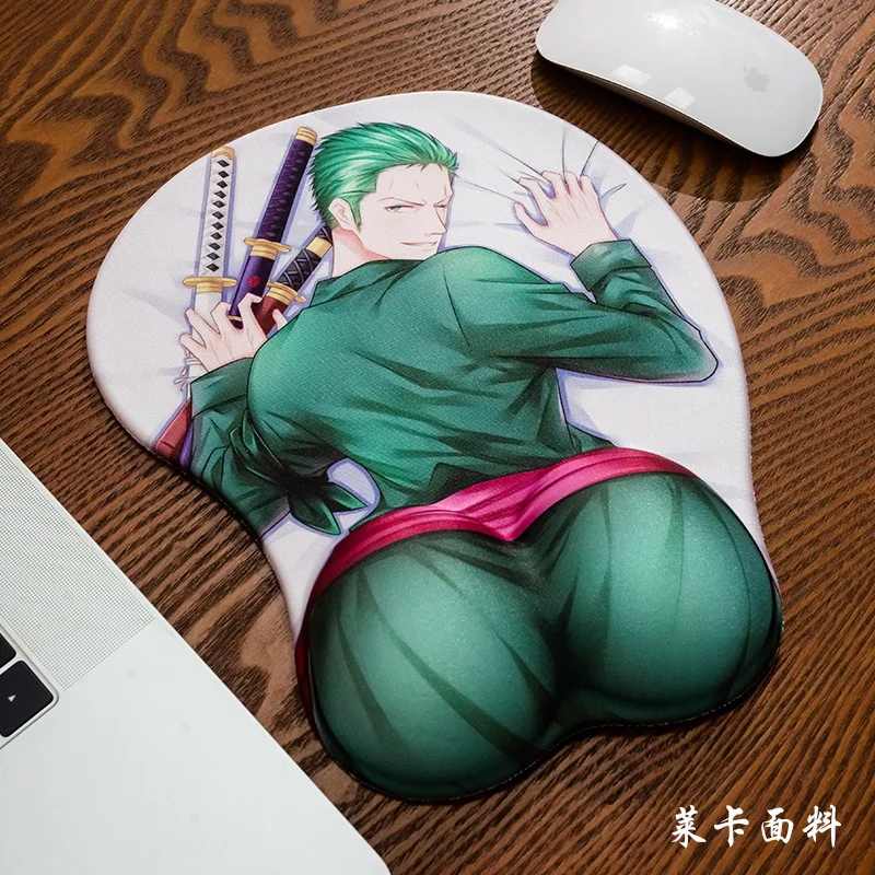 

NEW Monkey D Luffy One Piece Roronoa Zoro Figure 3d butt Soft Gel Gaming Mouse Pad Mousepad Wrist Rest Gifts Kids Toys