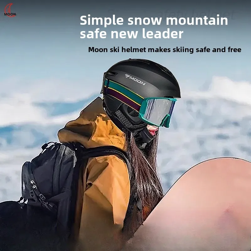 MOON 스키 헬멧 - 통풍구 4개/열 안감/스키 스노보드 헬멧용 겨울 스포츠 보호 장비(남녀공용 성인)