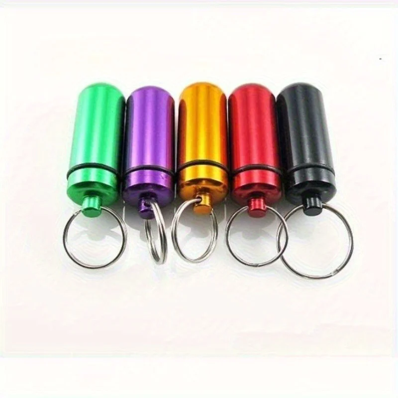Outdoor Medicine Bottle, Aluminum Alloy Keychain Hanging Bottle, Mini Waterproof Small Medicine Can,