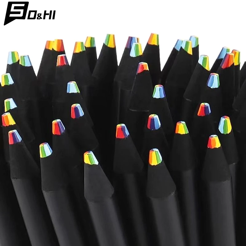 1/12Pcs 7 Colors Gradient Rainbow Pencils Jumbo-Colored Pencils Multicolored Pencils for Art Drawing Coloring Sketching Random