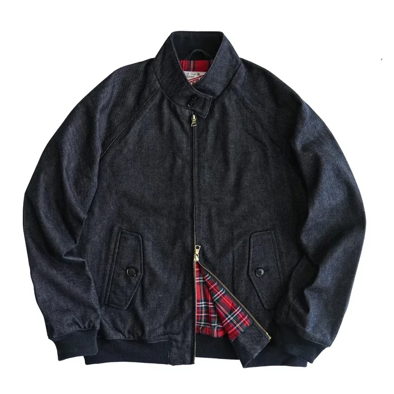 Sauce Zhan Mens Jacket vintage golf Jacket Denim Jacket for Man Classical Gentleman Work Coats Indigo Regulat Fit