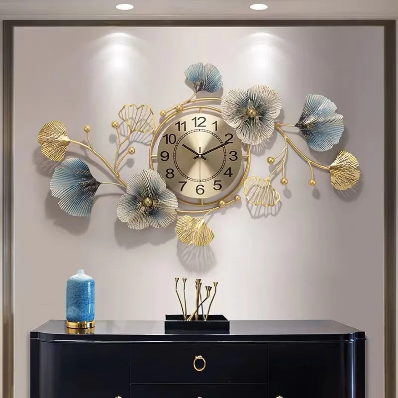 New Chinese style wall clock Living room creative ginkgo fashion Home Silent clocks dining room decor