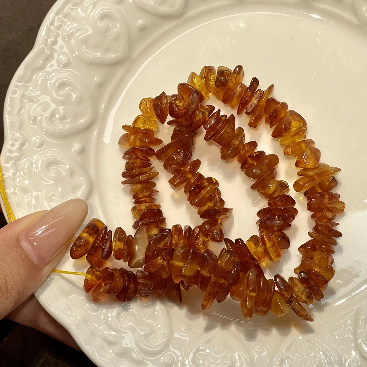 Natural Amber “Hua Po” Free-Form Chipped Stone Bead3x14mm for Women Gift Jewelry Make Supplies DIY Necklace Earrings Accessories - view 2