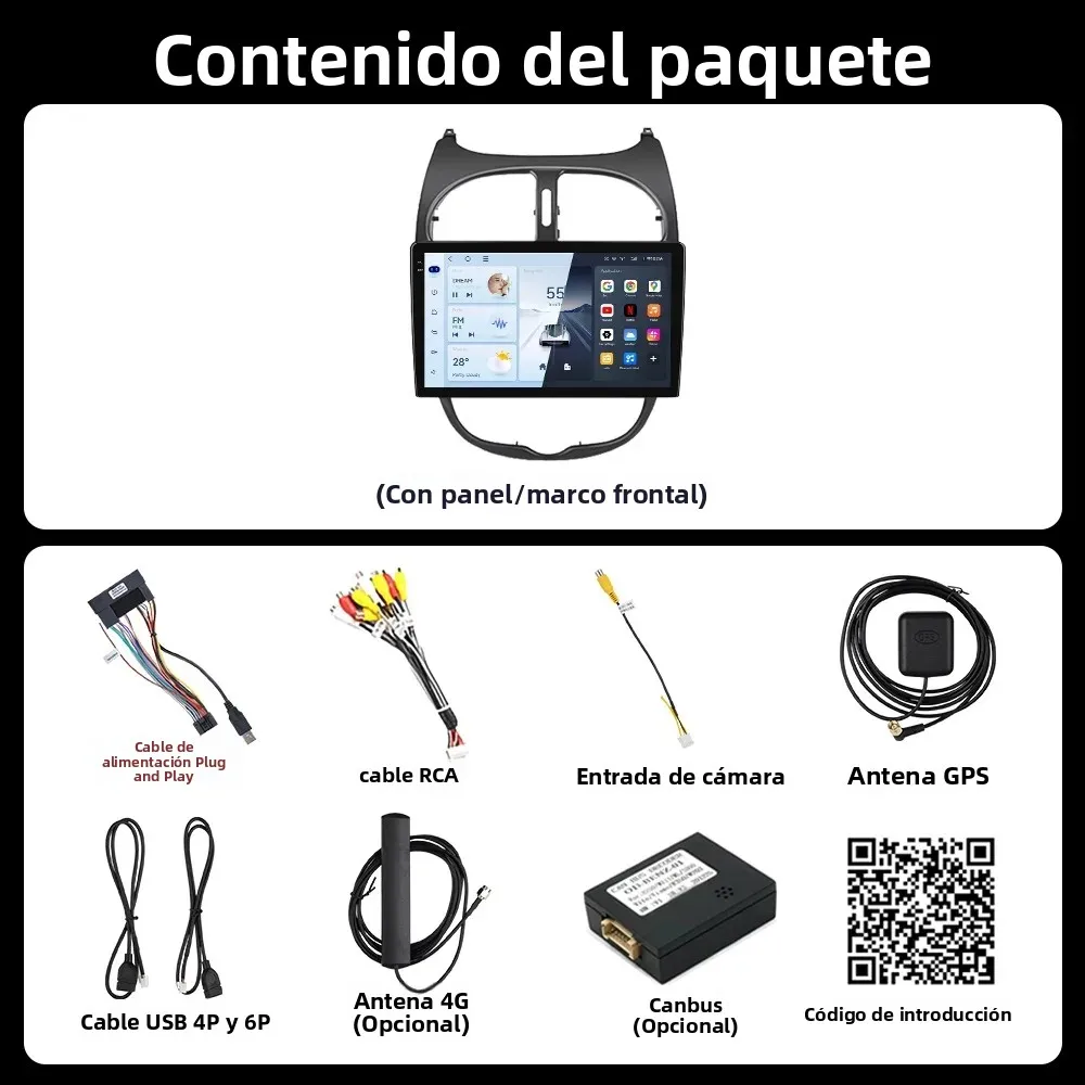 Radio para Auto con CarPlay Inalámbrico para Peugeot 206 206CC 206SW 2001-2008, Pantalla Táctil Inteligente HD con Laminación Completa Incell 4