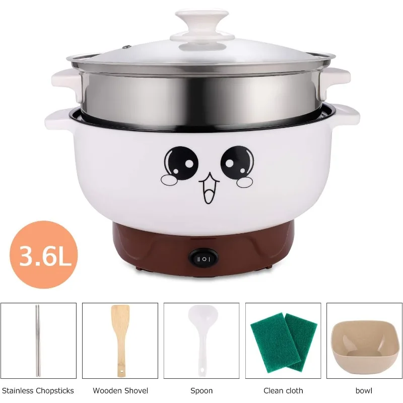 MINGPINHUIUS 4-in-1 Multifunction Electric Cooker Skillet Wok Electric Hot Pot For Cook Rice Fried Noodle Stew Soup Steamed Fish