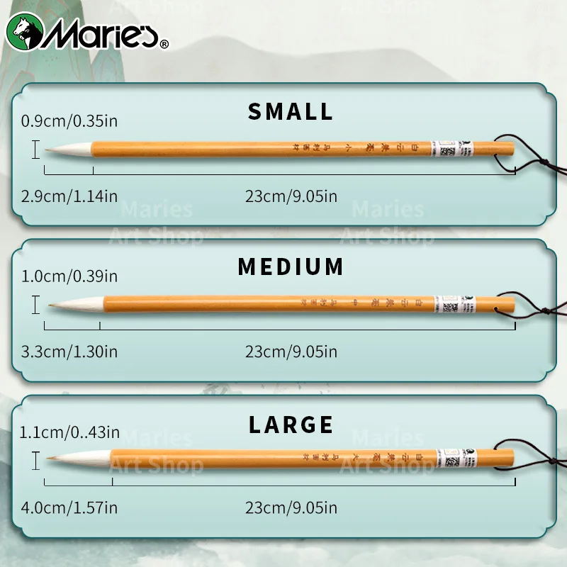 Marie\'s 3 pcs Jianhao Chinese Calligraphy Brush Set, Traditional Writing Watercolor Brush Ink Pen Kit for Small Regular Script,