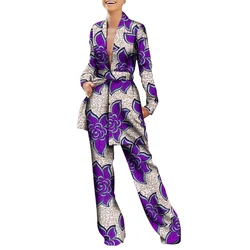 2 Pieces Set Women African Suits Long Pants and Trench Coats Fashion Women African Clothes Outfits African Clothing WY6090