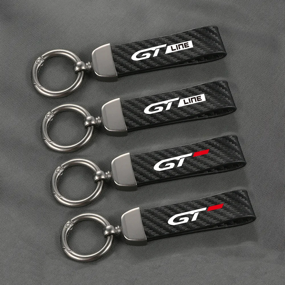 PU Leather Car Keychain Key Ring Pendant Strap For Peugeot GT GTline 3008 308 T9 208 508 2008 Rifter 5008 207 206 408 108 4008