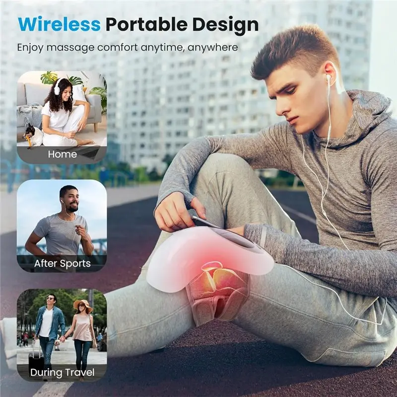 [NEW!A38F】 Gift For Dad Mom, Women Men-Cordless Knee Massager With Heat, Upgraded Heated Knee Brace With 18.9 Inch Strap