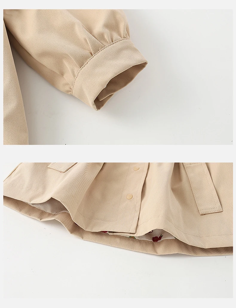 Langärmliger, bestickter Windjacke-Mantel für Frühlingsmädchen für Babys und Kinder. Kontrahierte Freizeit-Kinderkleidung für Kleinkinder – Detail 7
