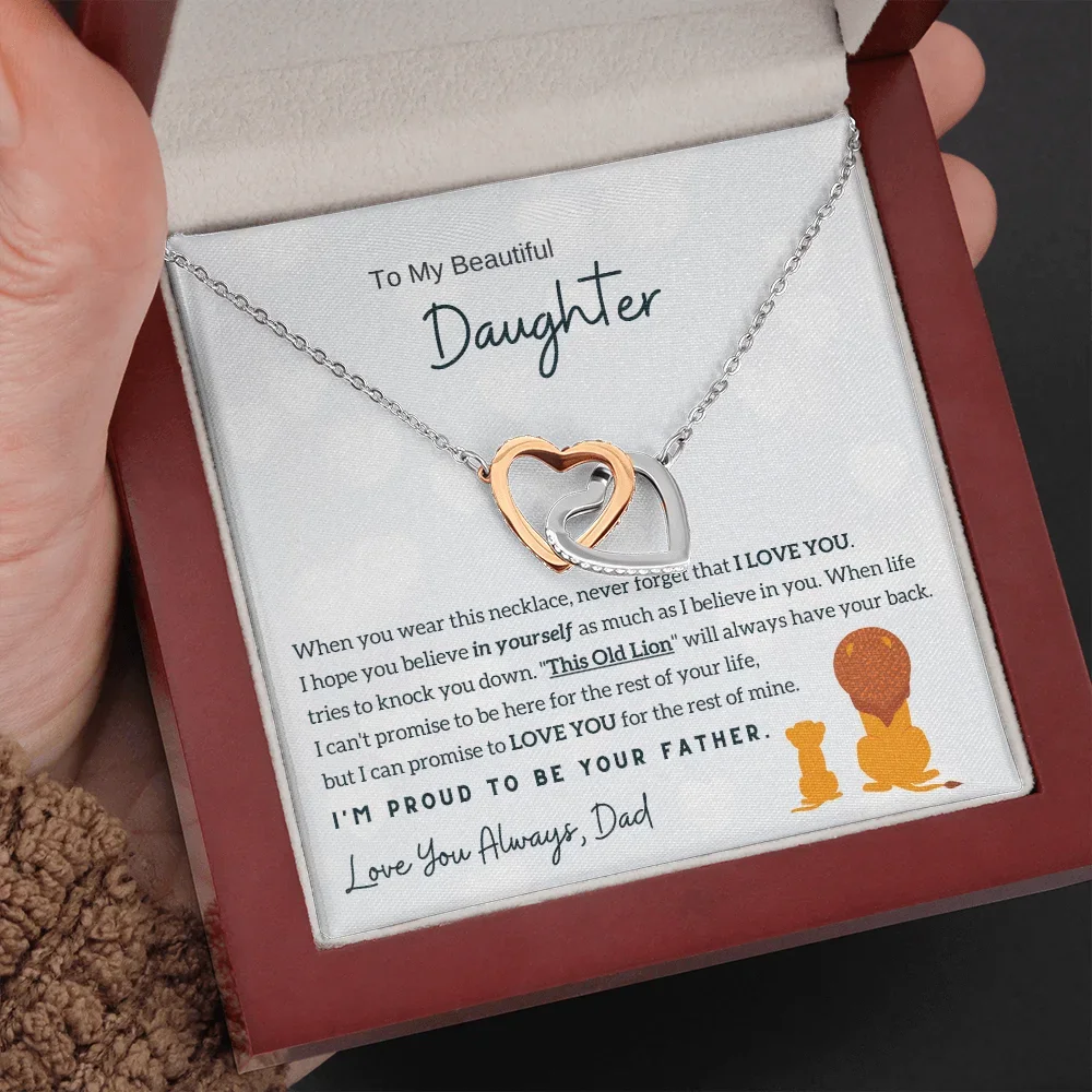 To My Daughter Gifts From Dad Interlocking Two Heart Stainless Steel Necklaces Father Fashion Women Necklace 2024 Dropshipping