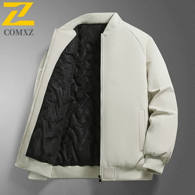 

COMXZ Men Winter New Cotton Coat Trendy Thickened Warm Casual Fashion Baseball Collar Jacket Plus Size Daily Wear Outerwear