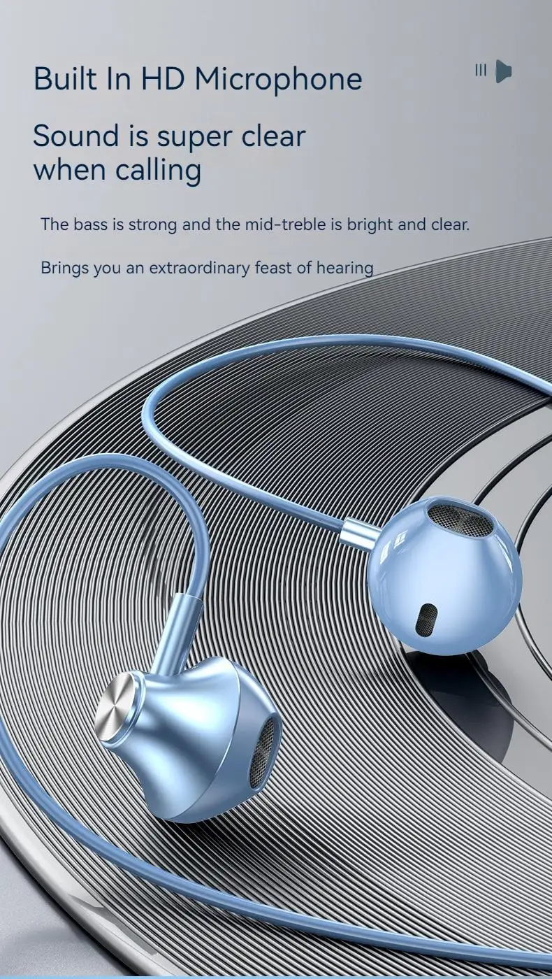 9D Stereo Type C&3.5mm Gaming Headsets Wired Earphones In-ear Headphones HiFi Bass Earphones for Samsung Earbud In Mic Handsfree