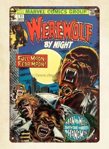 Werewolf By Night  comic 1973 metal tin sign bedroom inspiration