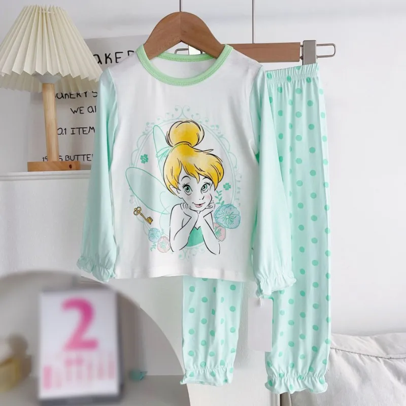 Hot Spring Autumn Long sleeved Kid\'s suit Princess Tinker Bell Mermaid Sleepwear clothing Pajama and pajama Suit for Kid\'s gift