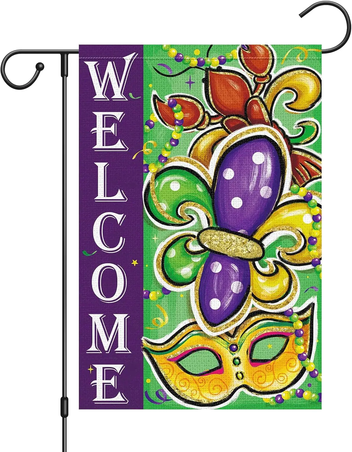 Louise Maelys Mardi Gras Garden Flag Welcome Mask Carnival 12x18 Inch Double Sided Small Burlap Holiday Yard Decoration Outd EEZ