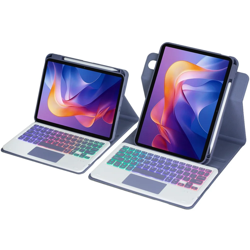 

Чехол-клавиатура с подсветкой и тачпадом для Xiaomi Redmi Pad 2 11 дюймов 2025 360 ° Чехол для клавиатуры Rotation Rainbow с подставкой и слотом для карандаша