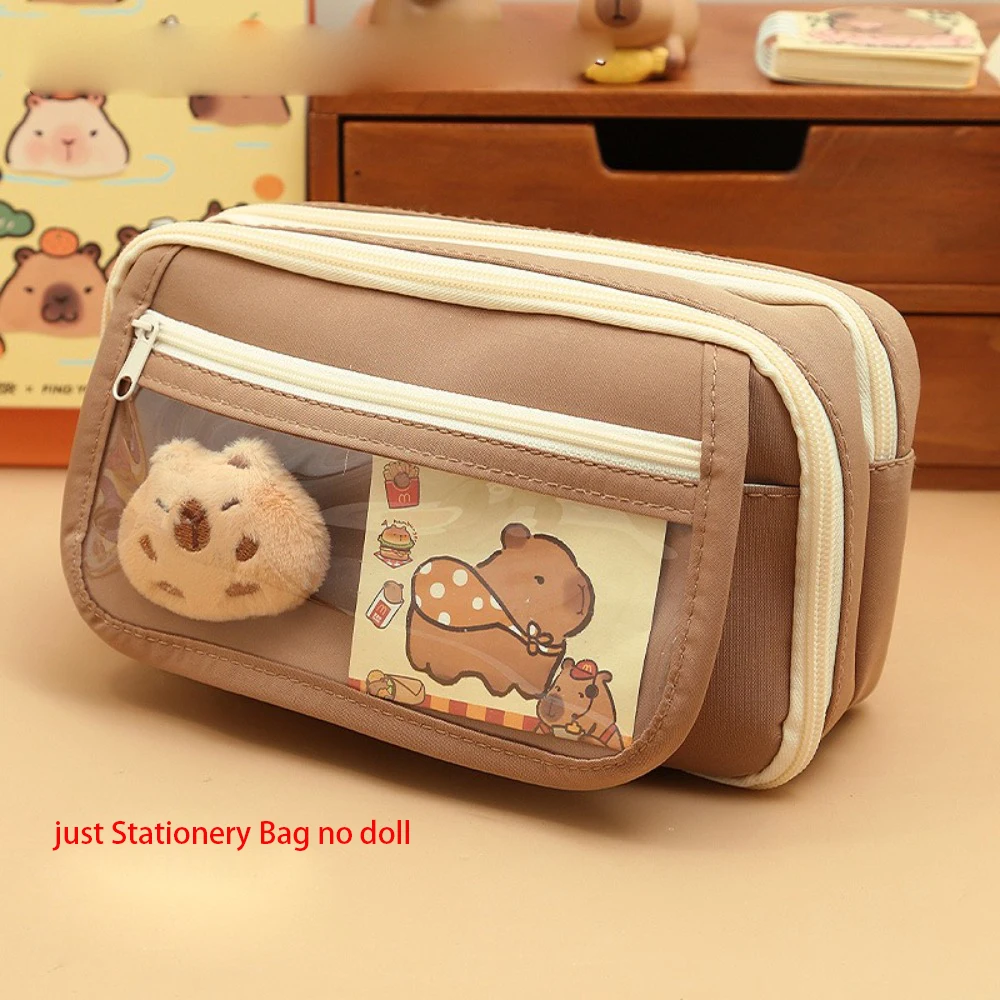 New Capybara Pen Bag Large Capacity Dirt-proof Stationery Bag Detachable Pencil Box School Office