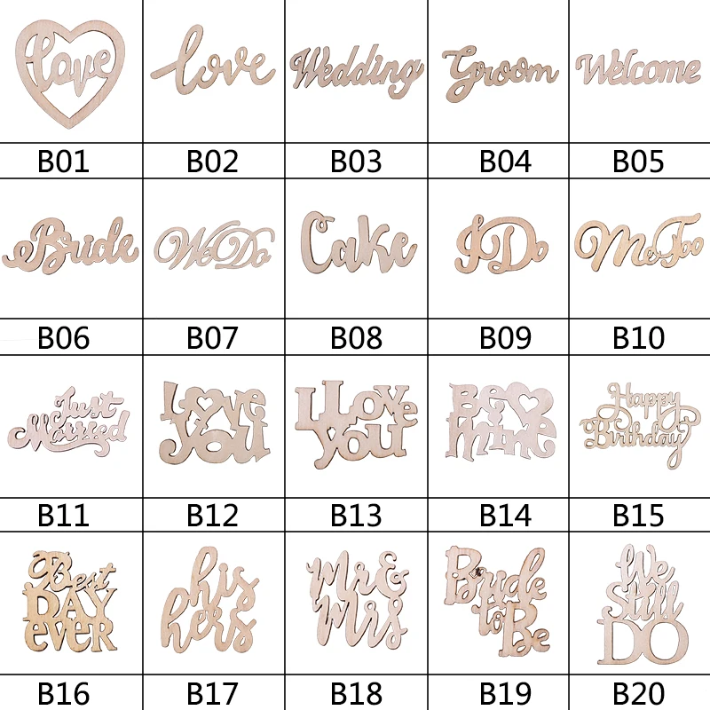 15pcs Decorative Letters Wooden Word Sign Welcome Happy Birthday Wedding Party Decoration Natural Wood Crafts Ornament DIY Decor image 2