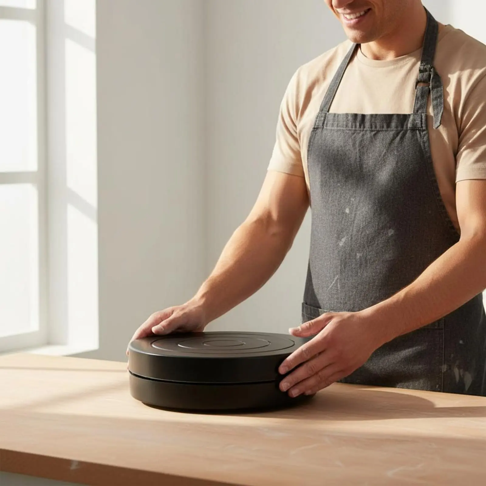 

Pottery Turntable Double-Sided Plastic Banding Wheel Clay Modeling Stand Sturdy Small Craft Display Turntable Non-Slip Surface