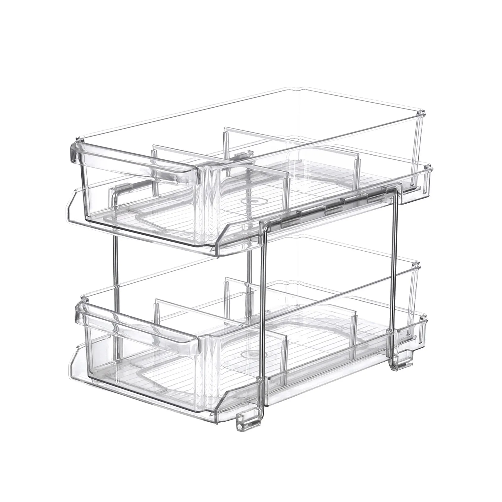 

Pull-Out Home Organizer Clear Bathroom Organizer With Dividers Multipurpose Vanity Counter Tray Kitchen Closet Storage Container