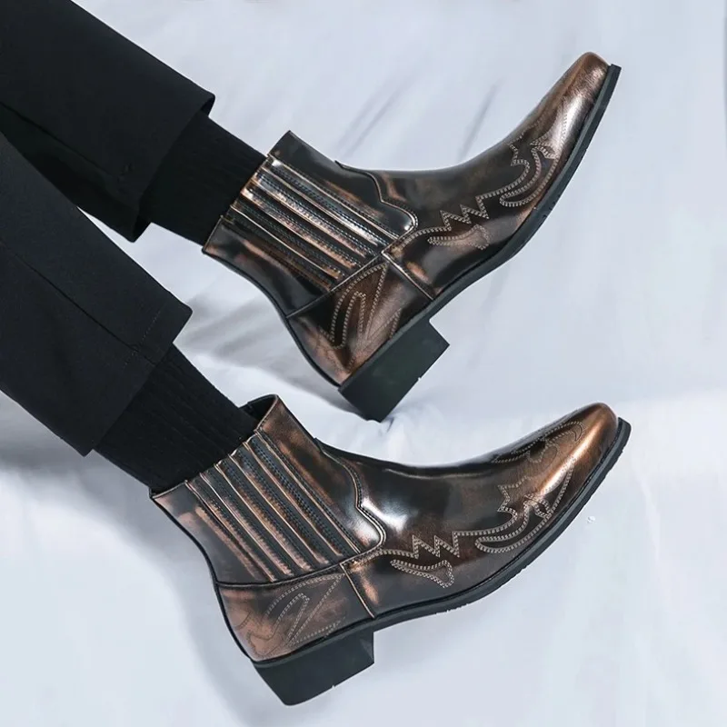 

High Quality Leather Boots for Man Luxury Design Men's Chelsea Boots Fashion Business Casual Motorcycle Boots Botas Para Hombre