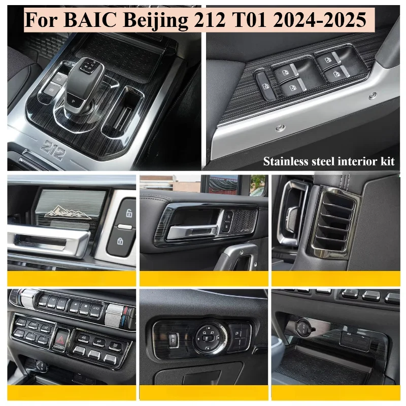 

For BAIC Beijing 212 T01 2024-2025 Stainless Steel Gear Shift Panel Trim Button Switch Panel Protection Cover Accessories