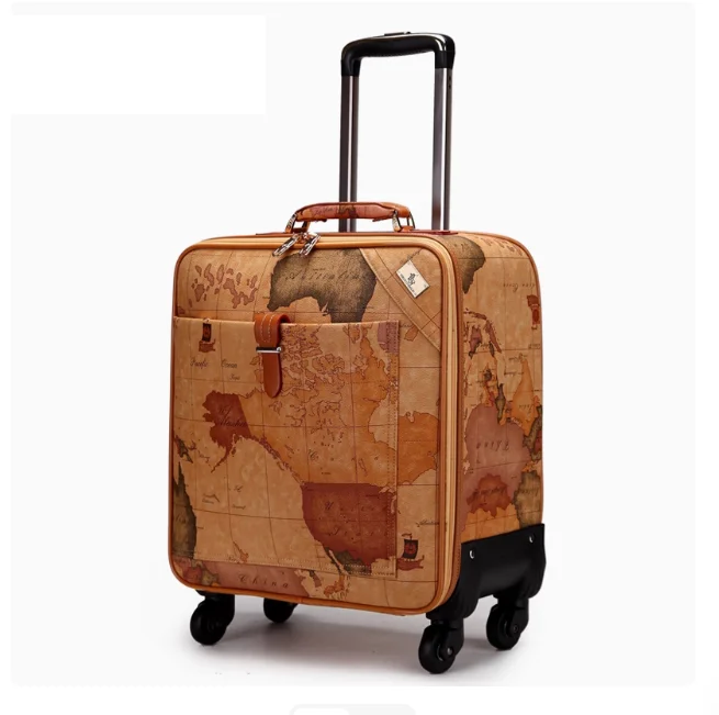 女性マップローリングスーツケース 20 インチ旅行スーツケース女性用 16 インチ機内持ち込みスーツケース 24 インチ女性ローリングスピナースーツケース