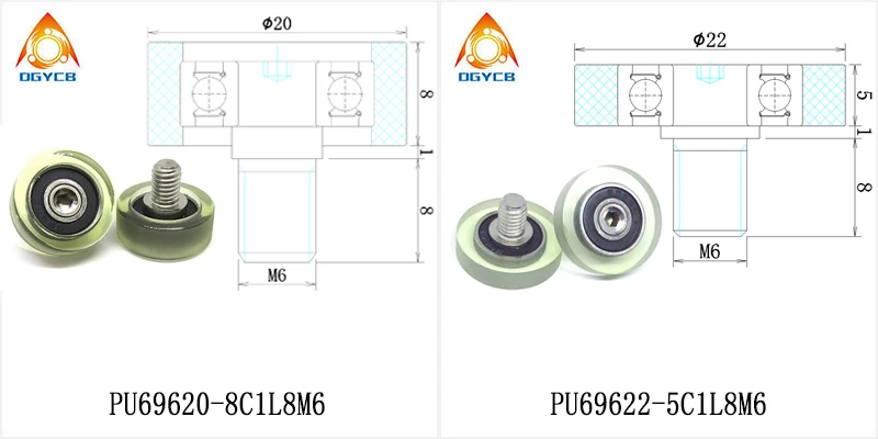1 Stück PU-Lagerrolle 13 mm PU68413-4C1L8M4 Polyurethan-Flachführungsrolle mit M4-Schraube, 11 mm Durchmesser – Detail 8