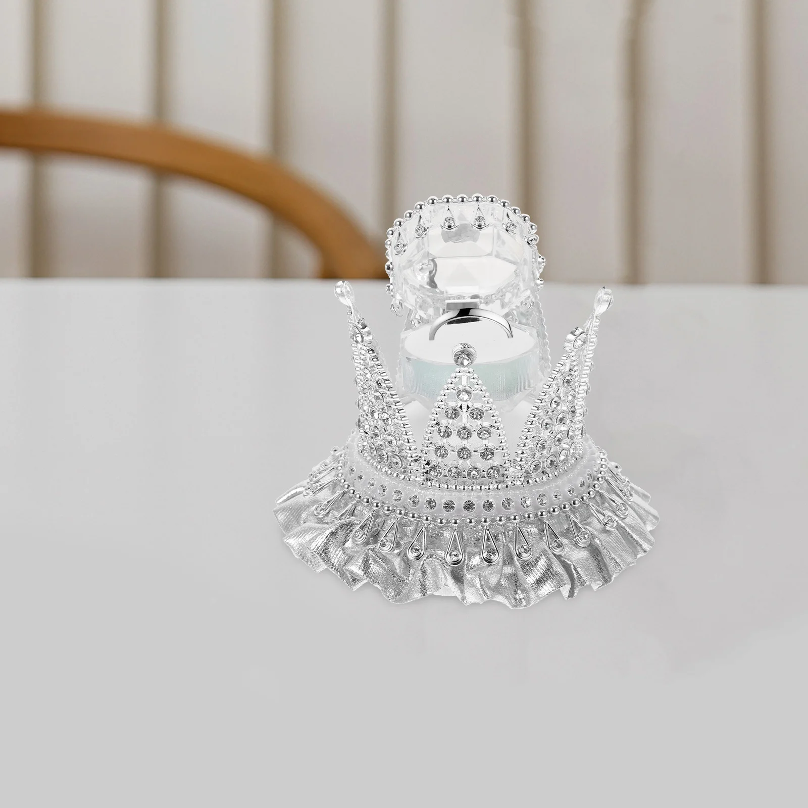 

Diamond Inlaid Crown Wedding Ring Box Elegant Storage Case Ring Gift Organizer for Proposal Display Jewelry Box for Rings