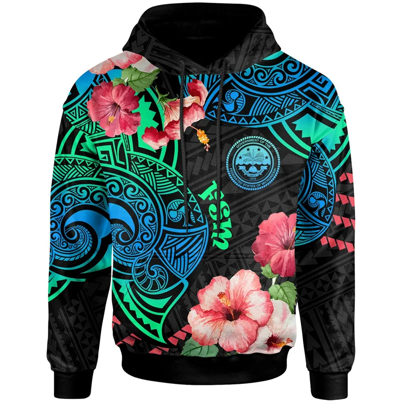 

3D Federated States Of Micronesia Printed Hoodies For Men Flag Of FSM Polynesia Graphic Hooded Sweatshirts Fashion Tops Pullover