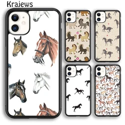 Krajews Horses Pattern collage Phone Case Cover For iPhone 16 15 SE2020 14 6 7 8 plus 11 12 13 pro max coque Shell Fundas